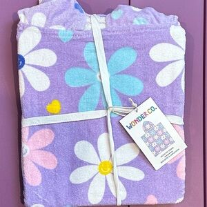 Purple Floral Kids Poncho Towel w/ Hood
